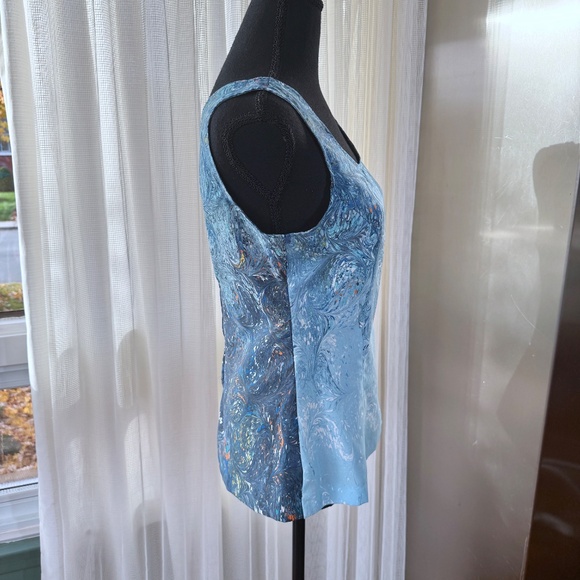 Vintage 80s twin set, camisole & blouse, blue abstract ombre print, 4/6 (S/M) - Picture 13 of 13